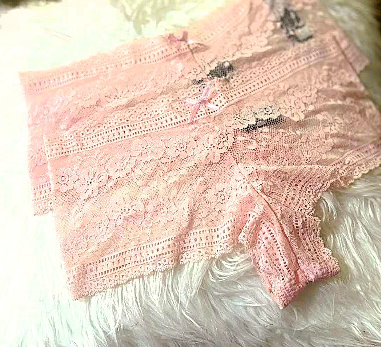 Pink lace panties